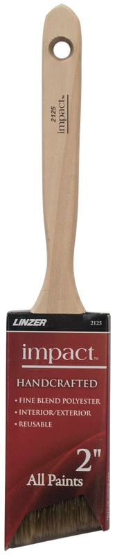 Linzer 2125N-2 Paint Brush, Natural, Wood Handle, 2 in W, Polyester Bristle, Angle Sash Handle