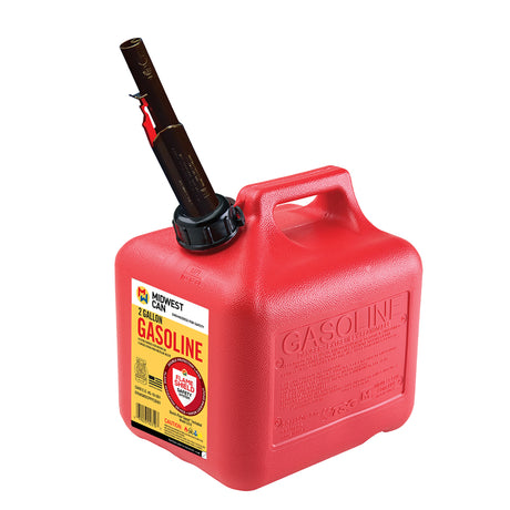Midwest Can Quick Flow Spout Plastic Gas Can 2 gal, Pack of 6