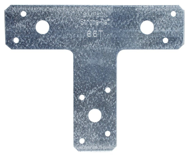 Simpson Strong-Tie T Series 66T T-Strap Tie, 14 ga, Steel, Galvanized/Zinc, Pack of 10