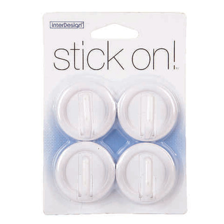 iDesign 1 in. L White Plastic Small stick on Hook 4 pk