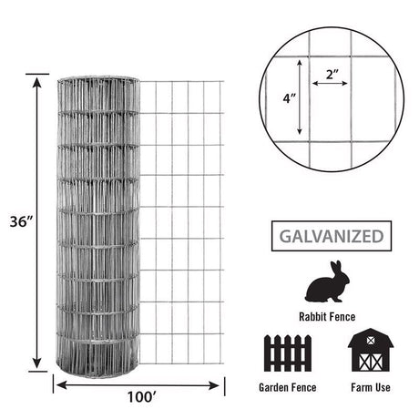 Garden Craft 36 in. H X 100 ft. L Steel Welded Wire Fence Gray