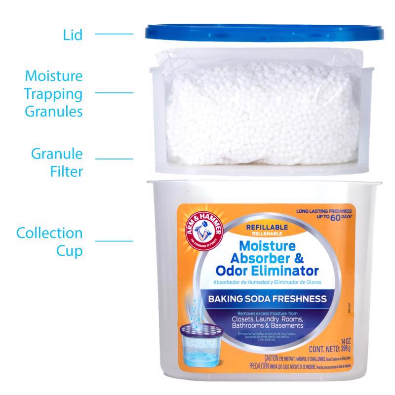 Arm & Hammer No Scent Moisture Absorber and Odor Eliminator 14 oz Beads, Pack of 6