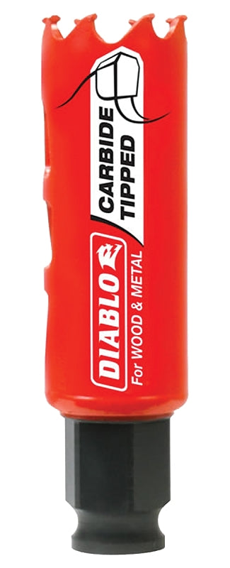 Diablo DHS1000CT GP Hole Saw, 1 in Dia, 2-3/8 in D Cutting, 3/8 in Arbor, Carbide Cutting Edge
