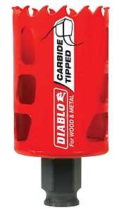 Diablo DHS1750CT GP Hole Saw, 1-3/4 in Dia, 2-3/8 in D Cutting, 3/8 in Arbor, Carbide Cutting Edge