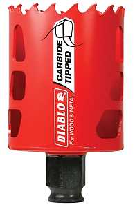 Diablo DHS2125CT GP Hole Saw, 2-1/8 in Dia, 2-3/8 in D Cutting, 3/8 in Arbor, Carbide Cutting Edge