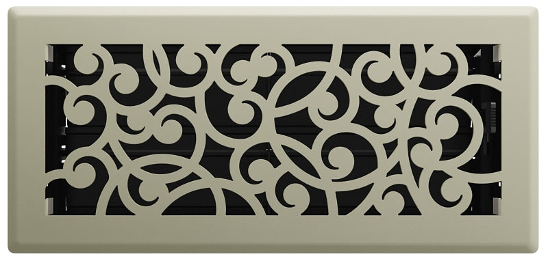 Imperial RG3454 Floor Register, 10 in W Duct Opening, 4 in H Duct Opening, Satin Nickel, Polystyrene