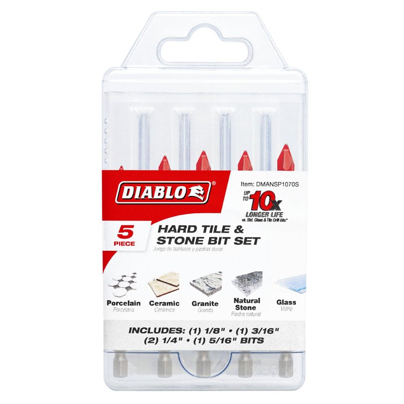 Diablo DMANSP1070S Drill Bit Set, 5-Piece, Carbide