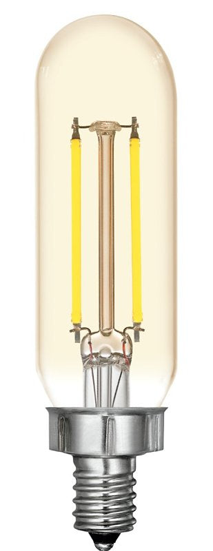 GE 93129850 Light Bulb, Decorative, T8 Lamp, 25 W Equivalent, E12 Candelabra Lamp Base, Dimmable, Amber