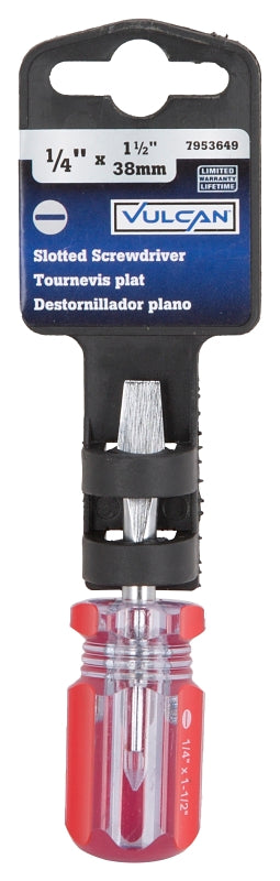 Vulcan TB-SD03 Screwdriver, 1/4 in Drive, Slotted Drive, 3-1/4 in OAL, 1-1/2 in L Shank, Plastic Handle