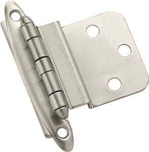 Amerock BPR3417G10 Hinge, 3/8 in Inset, Satin Nickel, 2-3/4 in L x 2 in W, Non Self-Closing Hinge