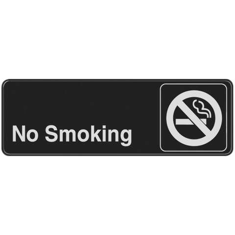 HILLMAN English Black No Smoking Sign 3 in. H X 9 in. W, Pack of 6