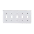 Leviton White 5 gang Plastic Toggle Wall Plate 1 pk