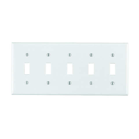 Leviton White 5 gang Plastic Toggle Wall Plate 1 pk