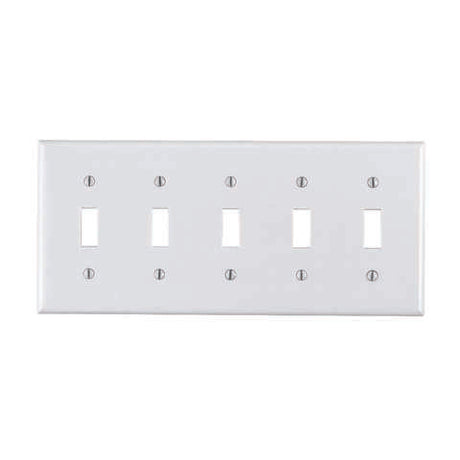 Leviton White 5 gang Plastic Toggle Wall Plate 1 pk
