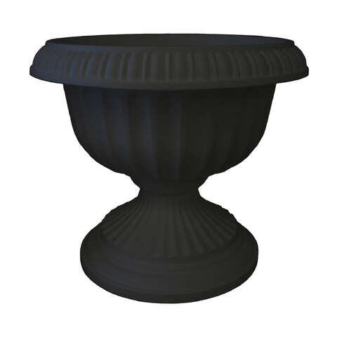 Bloem 14.8 in. H X 18 in. W X 17.8 in. D Plastic Grecian Urn Flower Pot Black, Pack of 6