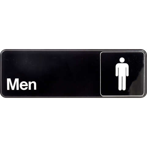 HILLMAN English Black Restroom Sign 3 in. H X 9 in. W, Pack of 6