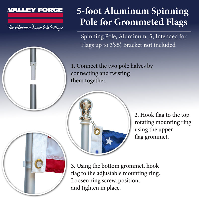 Valley Forge 60 in. L Aluminum Flag Pole Brushed