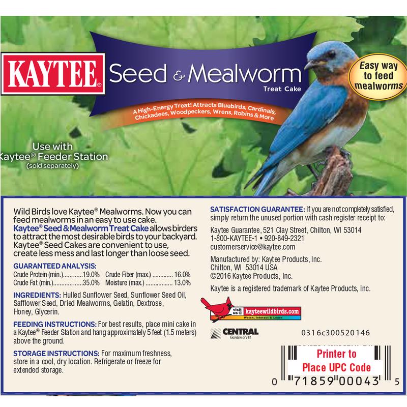 Kaytee Wild Bird Hulled Sunflower Seed Seed Cake 6 oz, Pack of 6