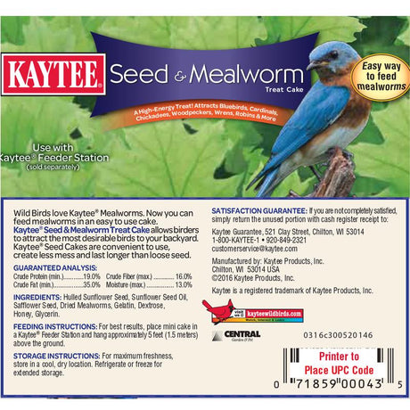 Kaytee Wild Bird Hulled Sunflower Seed Seed Cake 6 oz, Pack of 6