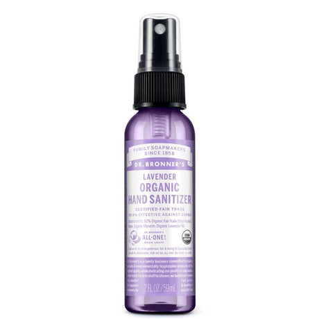 Dr. Bronner's Lavender Scent Liquid Hand Sanitizer 2 oz, Pack of 12
