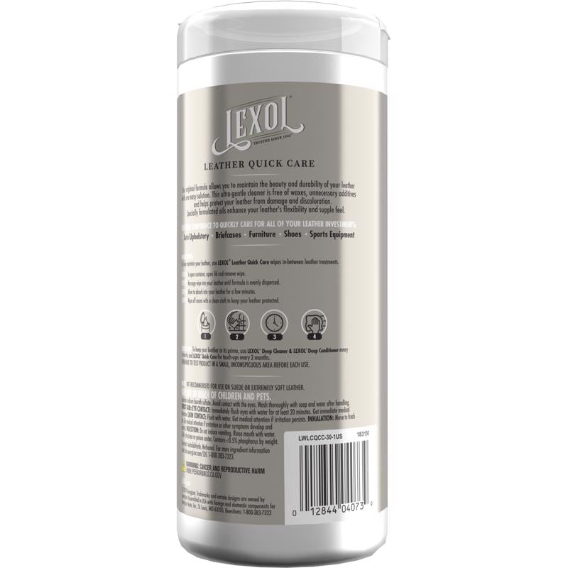 Lexol Quick Care Leather Cleaner And Conditioner 30 sheet Wipes