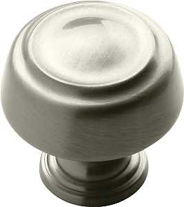 Amerock BP53700G10 Cabinet Knob, 1-3/16 in Projection, Traditional, 1-3/16 in, Zinc, Satin Nickel