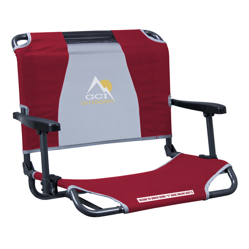 GCI Outdoor Big Comfort 1-Position Red Hard Arm Stadium Chair, Pack of 3