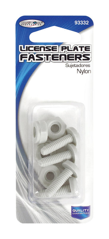 Custom Accessories White Nylon License Plate Fasteners, Pack of 12