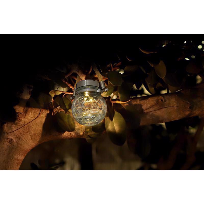 Feit Solar Fixtures 3.7 in. Solar Power Glass Round Coach Lantern Clear Crackle Jar w/Fairy Lights, Pack of 3