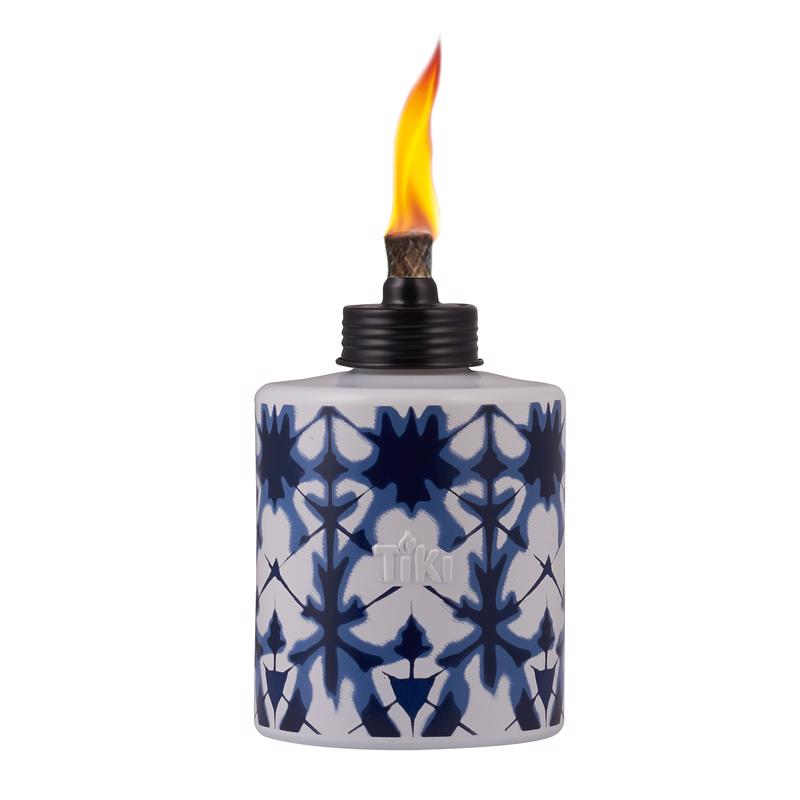 TIKI Blue/White Glass 5.75 in. Tiedye Tabletop Torch 1 pc, Pack of 6