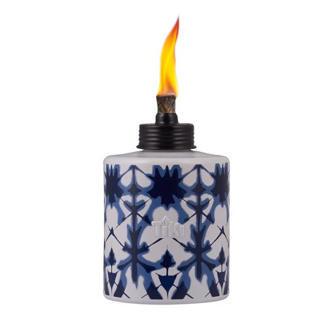 TIKI Blue/White Glass 5.75 in. Tiedye Tabletop Torch 1 pc, Pack of 6