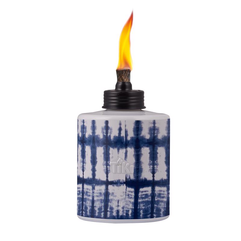 TIKI Blue/White Glass 5.75 in. Tiedye Tabletop Torch 1 pc, Pack of 6
