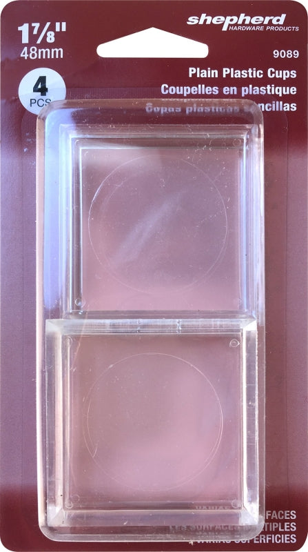 Shepherd Hardware 9089 Caster Cup, Square, 1-7/8 in Dimensions, Clear, 4/PK, Pack of 6