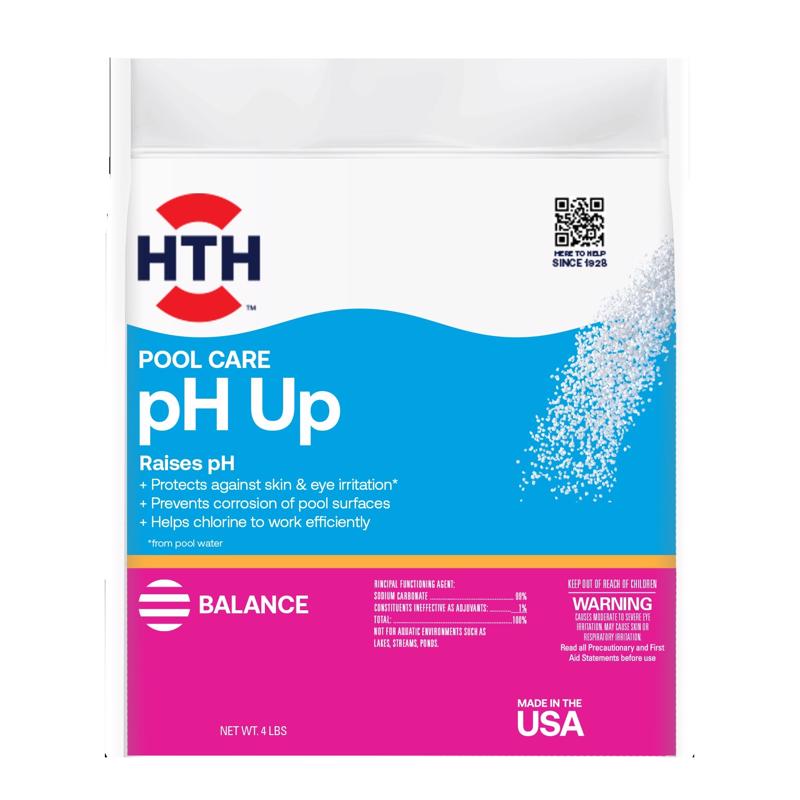 HTH Pool Care Granule pH Plus 4 lb, Pack of 4