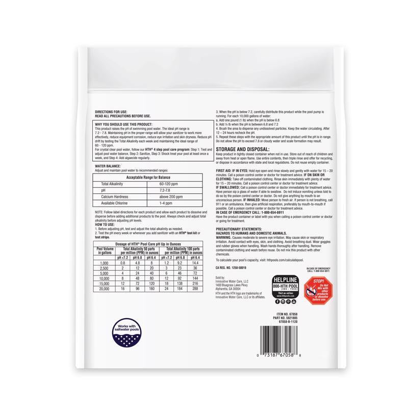 HTH Pool Care Granule pH Plus 4 lb, Pack of 4