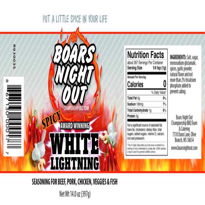 Boars Night Out White Lightning BBQ Rub 14 oz