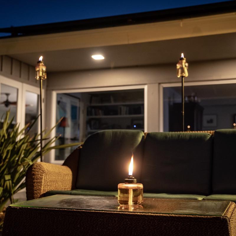 TIKI Adjustable Flame Pink Glass 6.5 in. Tabletop Torch 1 pc, Pack of 6