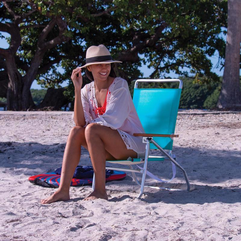 Wave Beach 3-Position Blue Beach Folding Chair