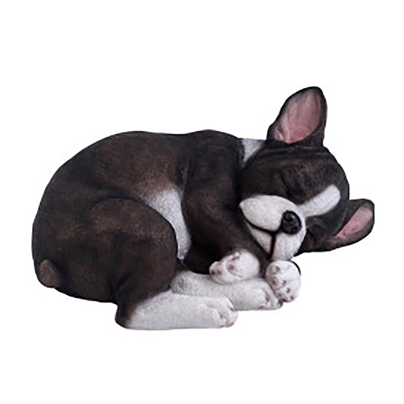 Exhart Resin Black/White French Bulldog Laying Garden Statue, Pack of 6