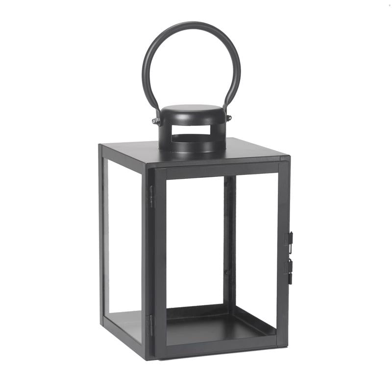 Smart Living 11 in. One Mantle Glass/Metal Huntington Black Lantern, Pack of 2