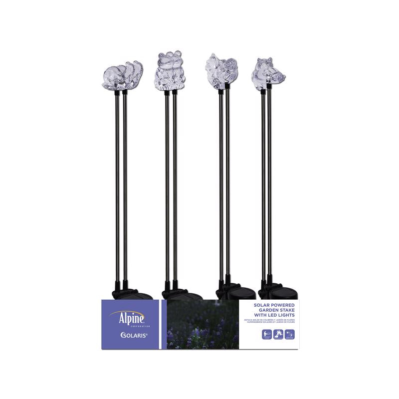 Alpine Clear Acrylic/Metal Garden Friends Solar Garden Stake, Pack of 20