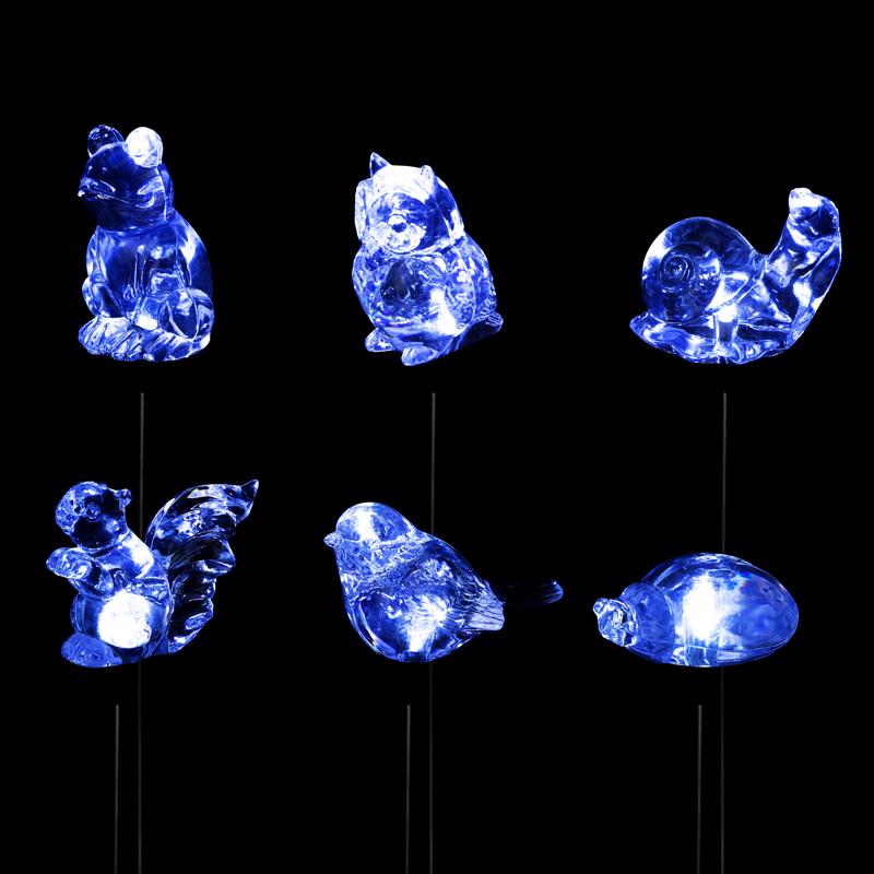 Alpine Clear Acrylic/Metal Garden Friends Solar Garden Stake, Pack of 20