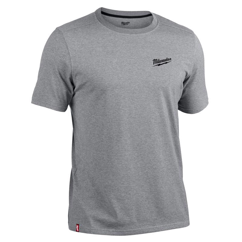 Milwaukee L Short Sleeve Men's Crew Neck Gray Hybrid Work Tee Shirt