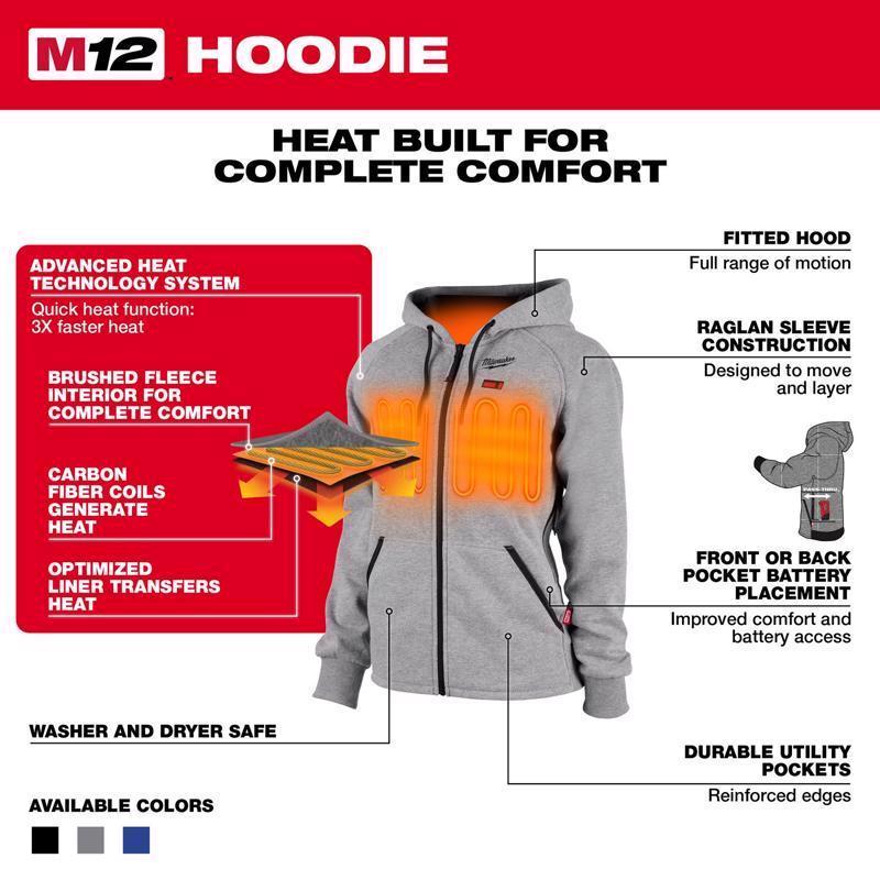 Milwaukee M12 S Long Sleeve Women's Heated Hoodie Kit Gray