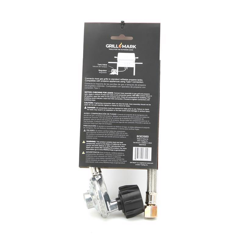 Grill Mark Stainless Steel Gas Line Hose and Regulator 21 in. L For Universal