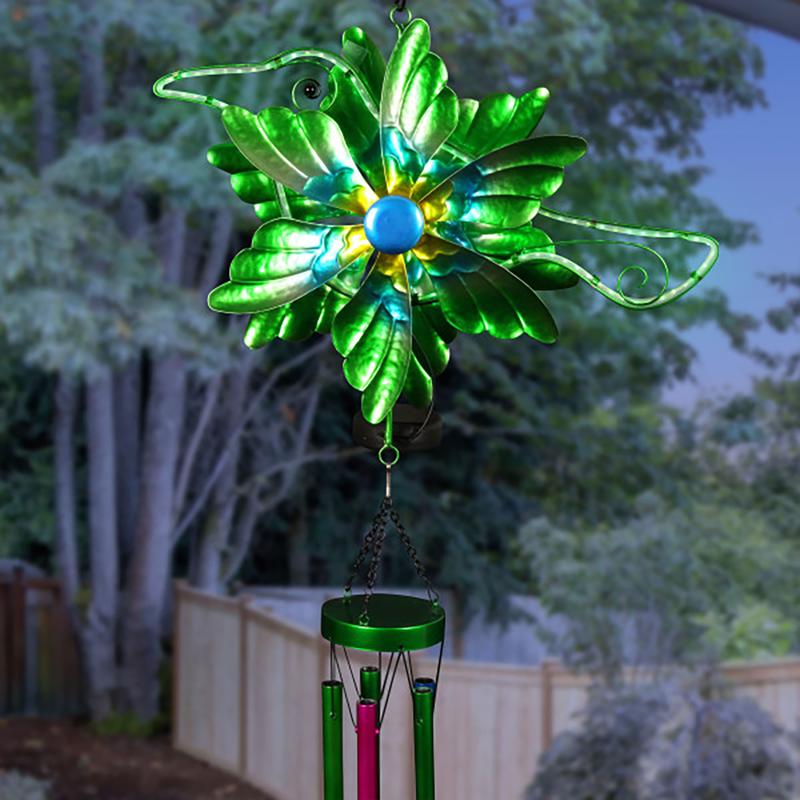 Exhart Multi-color Metal 41 in. Hummingbird Wind Chime