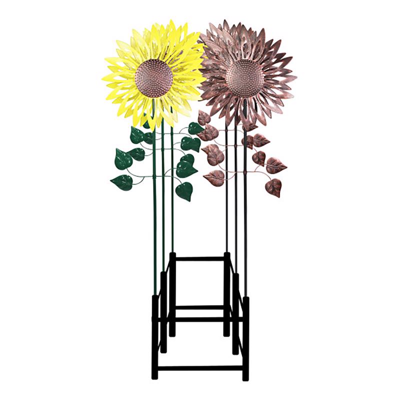Exhart Assorted Metal 84 in. H Kinetic Sunflower Outdoor Garden Stake, Pack of 6