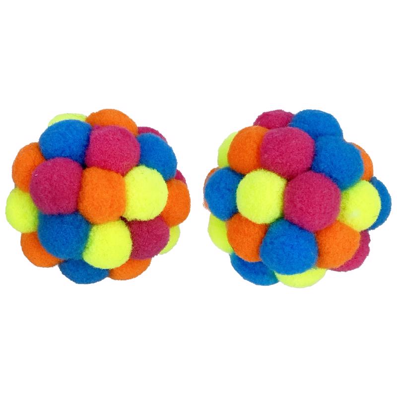Multipet Assorted Pom Pom Ball Cat Toy 2 pk