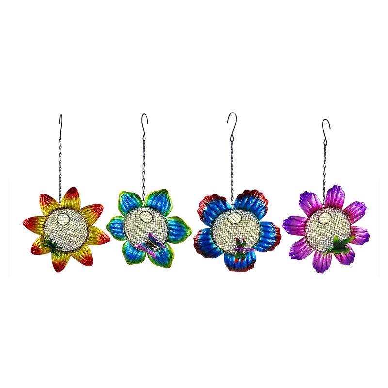 Alpine Multicolored Metal 17 in. H Flower Hanging Bird Feeder, Pack of 12