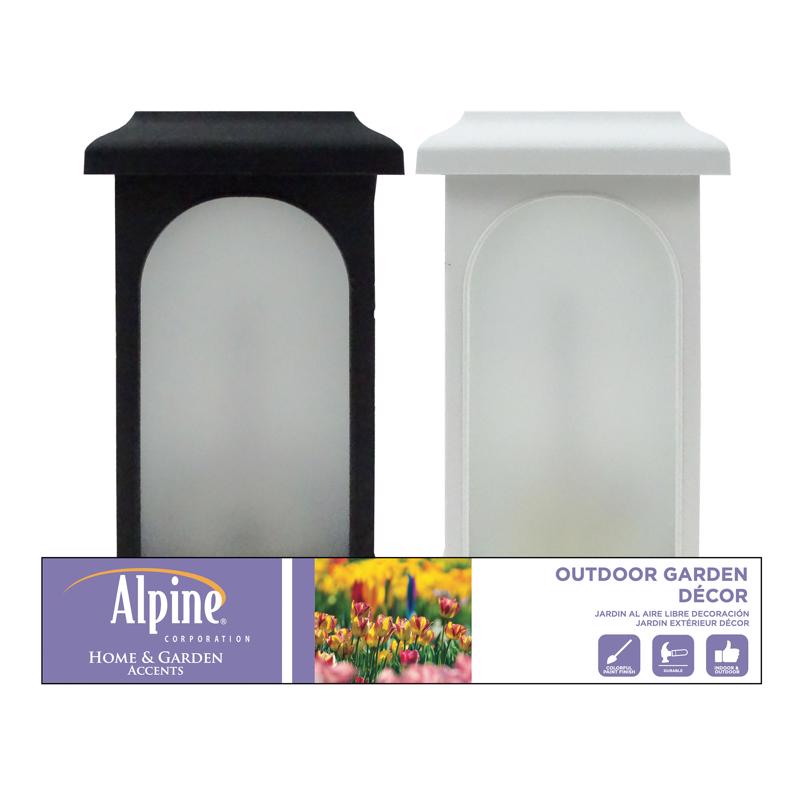 Alpine Plastic Black/White LED Candle Lantern, Pack of 4